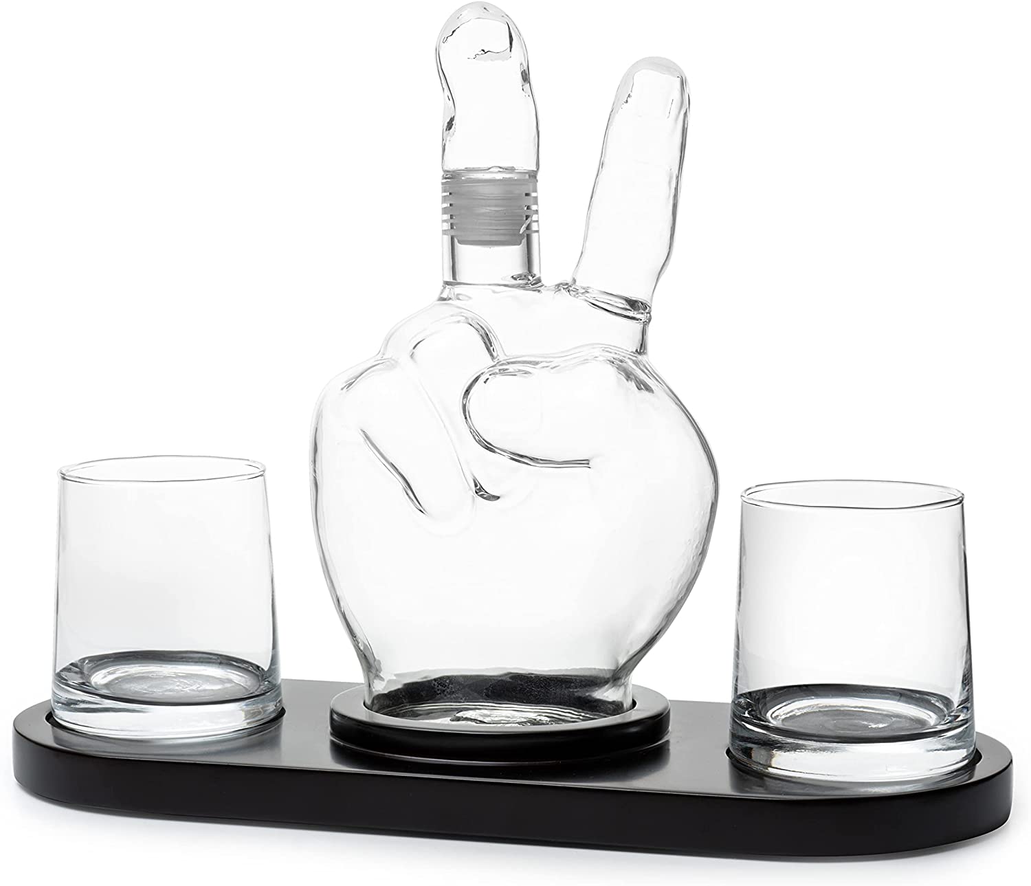 Peace Sign Wine Or Whiskey Decanter 750ML With 2 10OZ Glasses By 9 H 14 L Peace Sig