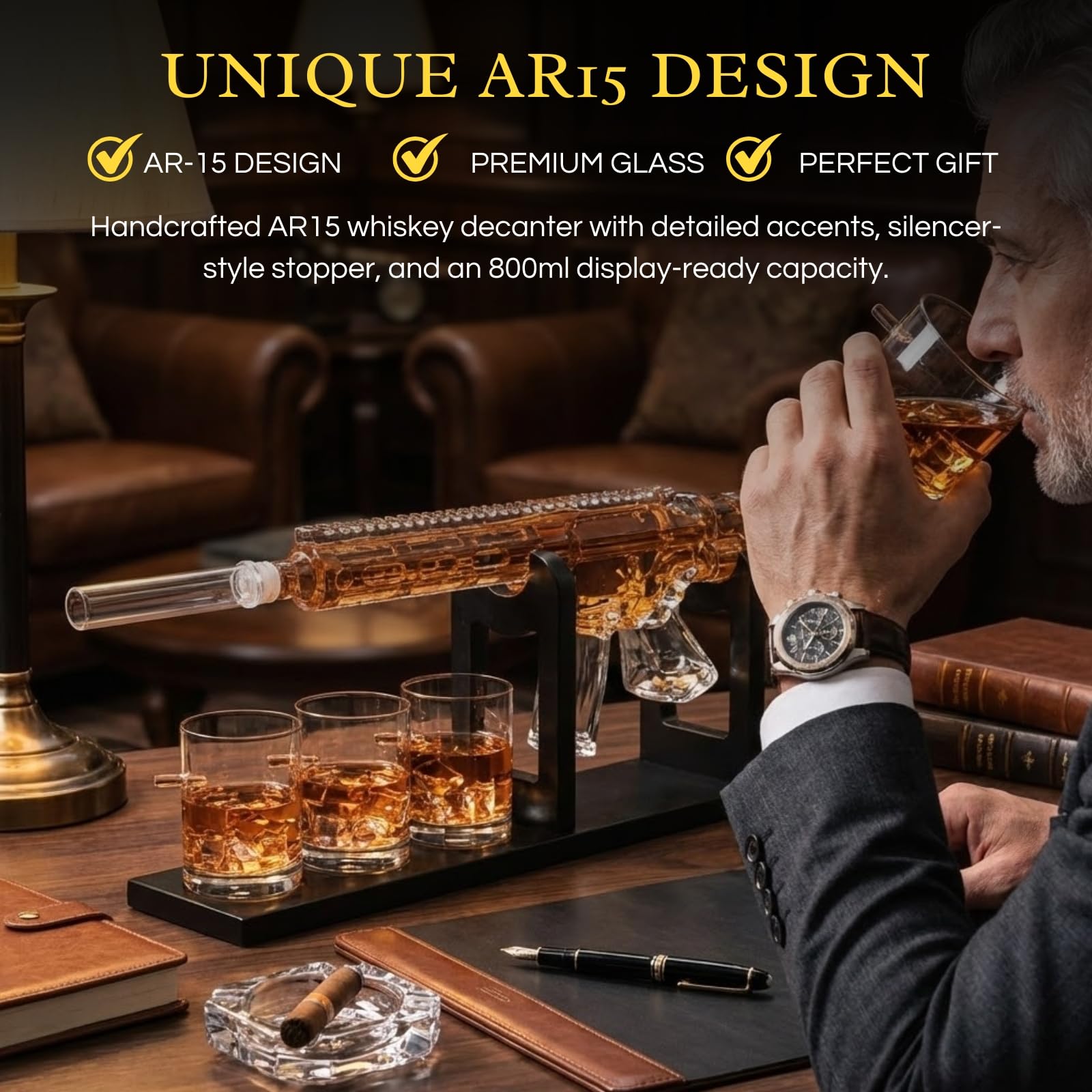 Ar15 Whiskey Decanter Premium Barware Gift Elegant Drinkware Collection