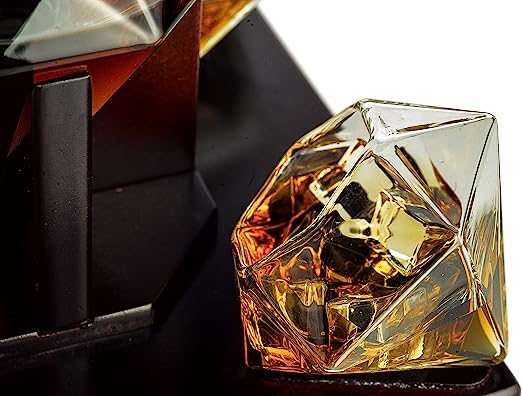 Set Of 4 Diamond Whiskey Wine Glasses 10OZ Wine Whiskey Water Diamond Shaped Diamonds Collection Spa-1