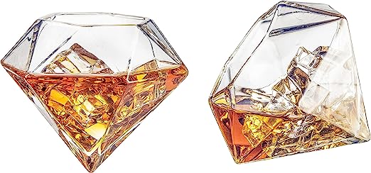 Set Of 4 Diamond Whiskey Wine Glasses 10OZ Wine Whiskey Water Diamond Shaped Diamonds Collection Spa-3