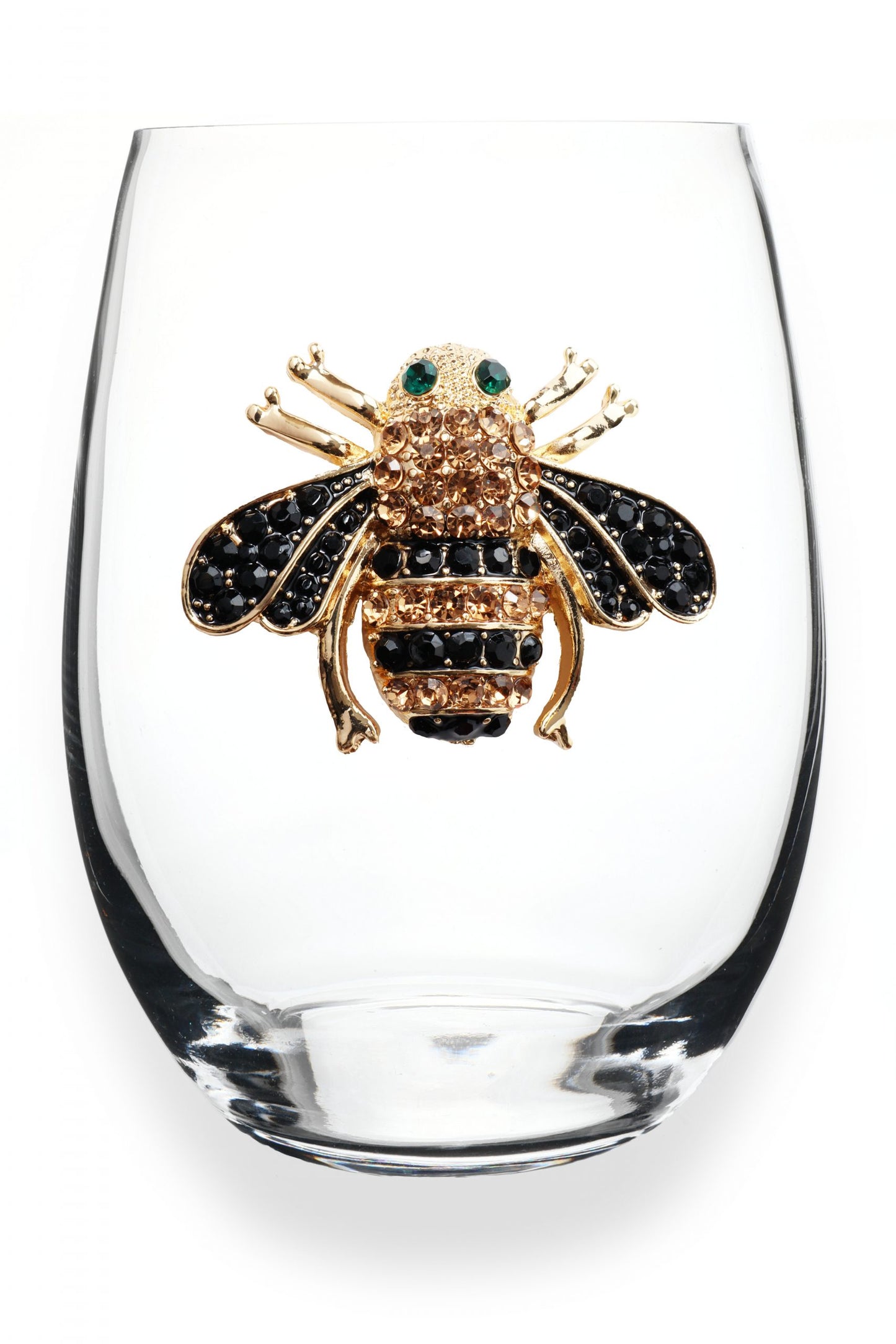 Queen Bee Jeweled Stemless Glass