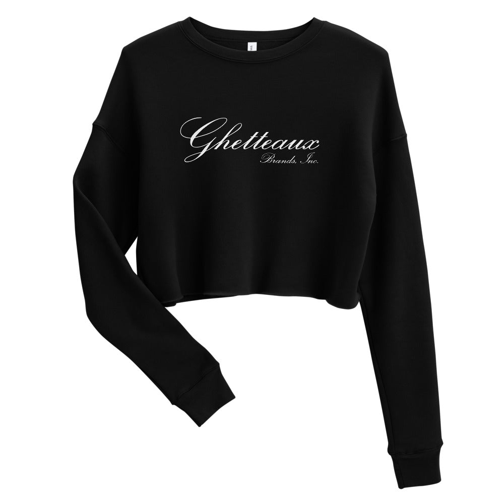 Classic Ghetteaux in White on Black Crop Sweatshirt