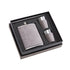 Grey Leatherette Flask & Stainless Steel Shot Glass Set-0