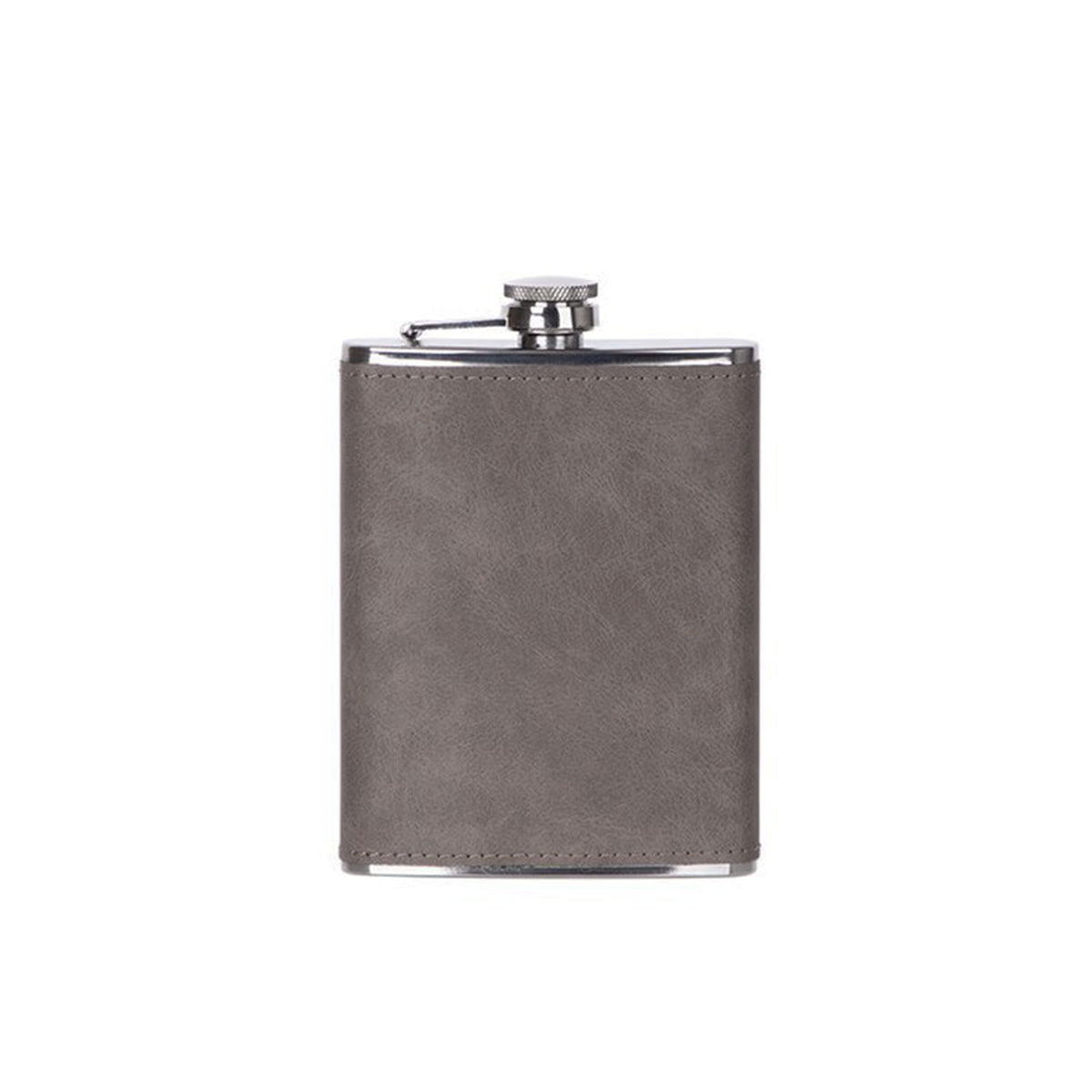 Leatherette Flask Grey 8 Oz Cap-1