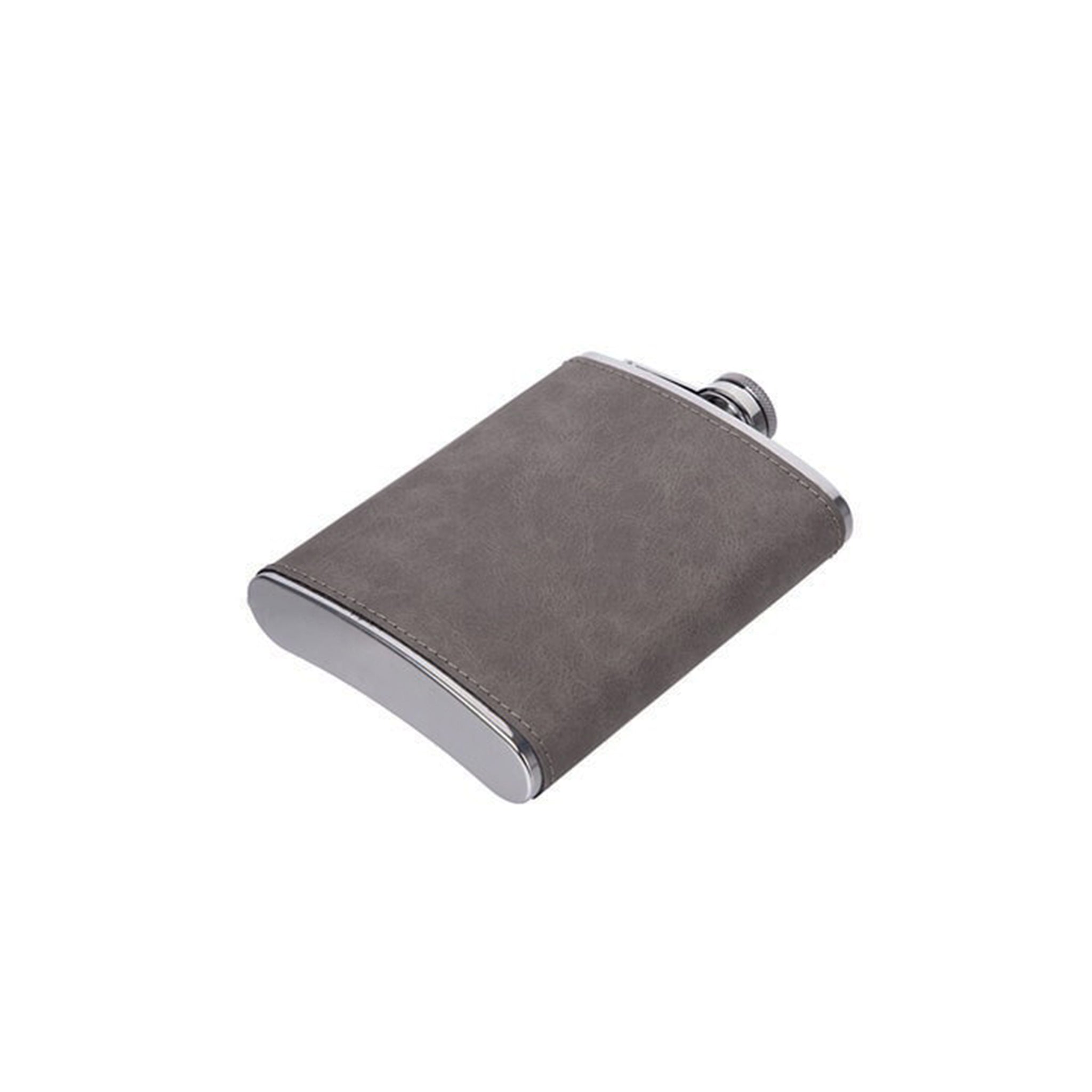 Leatherette Flask Grey 8 Oz Cap-2