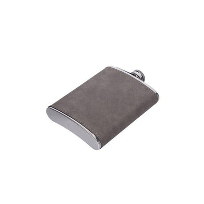 Leatherette Flask Grey 8 Oz Cap-2