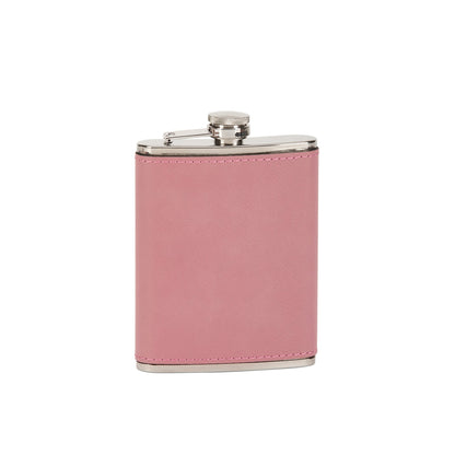 Leatherette Flask, Pink 8 Oz-0