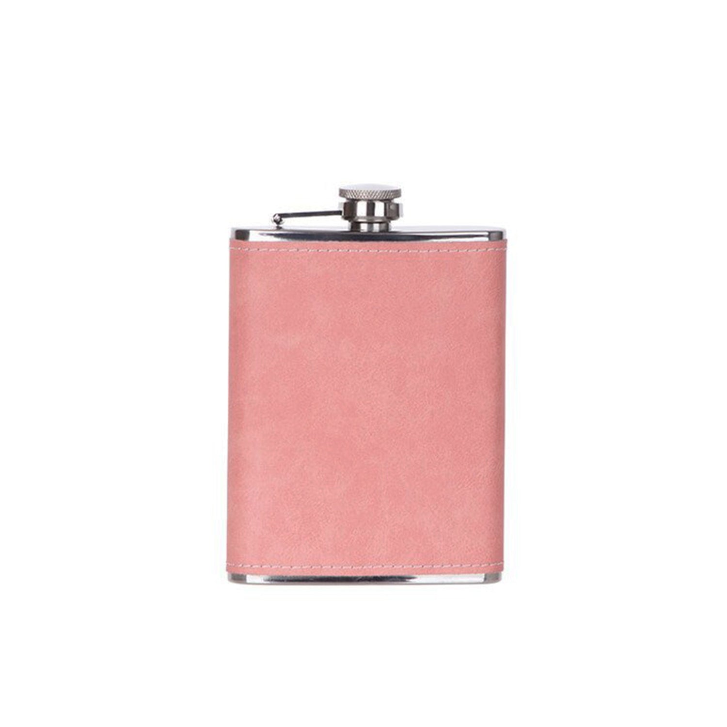 Leatherette Flask, Pink 8 Oz-1