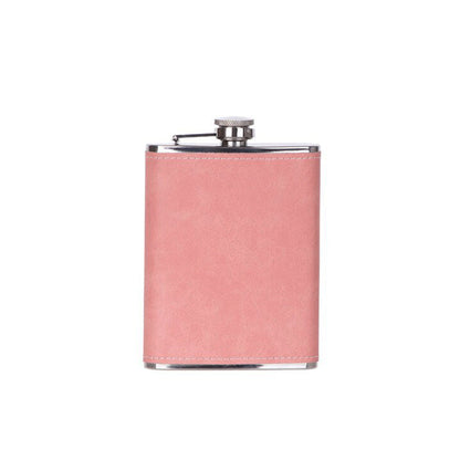 Leatherette Flask, Pink 8 Oz-1