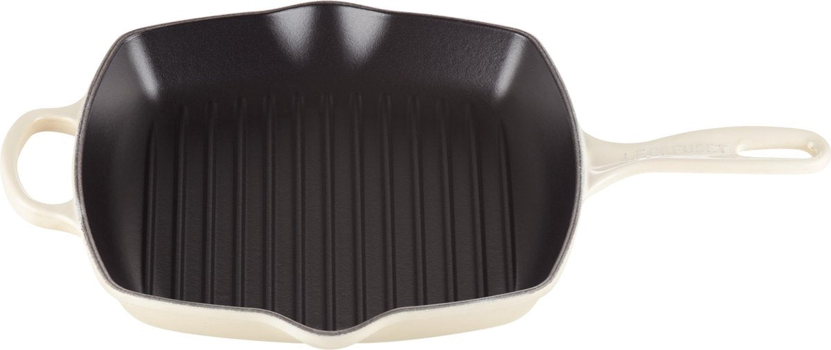 Le Creuset grillpan signature meringue - 26 x 26 cm - geëmailleerde anti-aanbaklaag