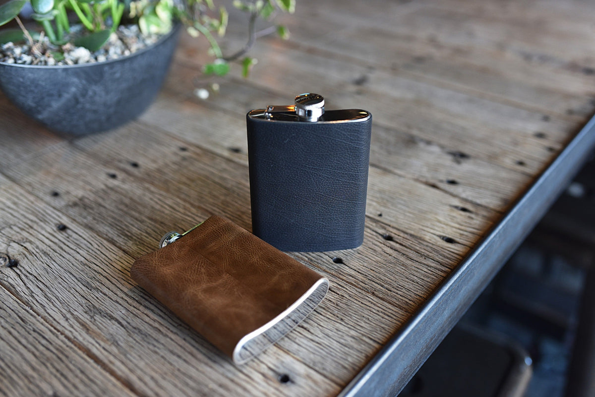 Ghetteaux Brands Leather Flask Black