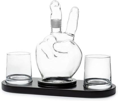 Peace Sign Wine Or Whiskey Decanter 750ML With 2 10OZ Glasses By 9 H 14 L Peace Sig