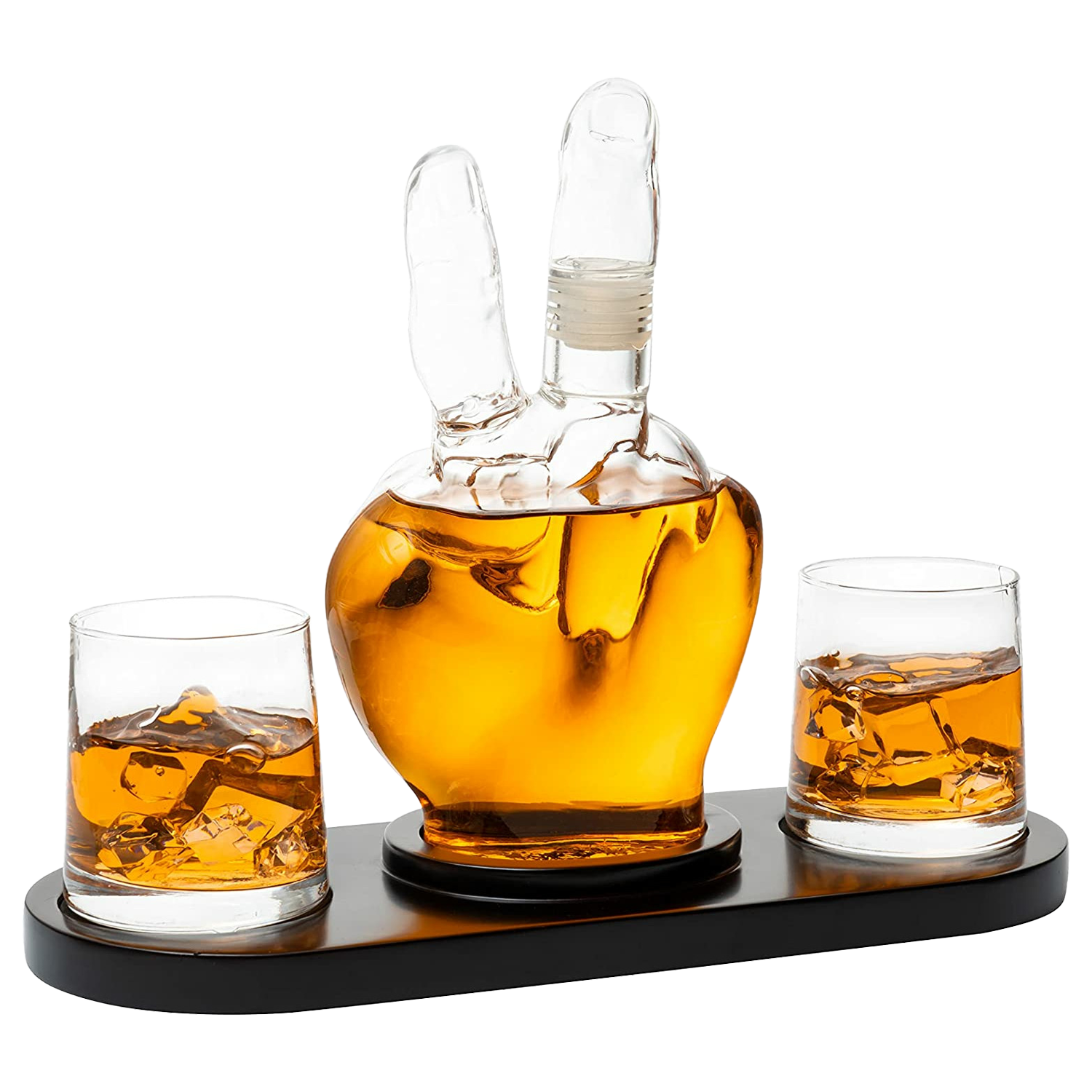Peace Sign Wine Or Whiskey Decanter 750ML With 2 10OZ Glasses By 9 H 14 L Peace Sig