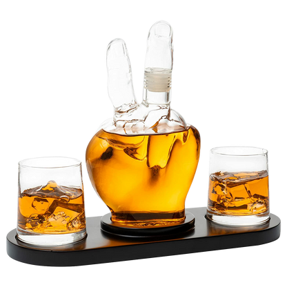 Peace Sign Wine Or Whiskey Decanter 750ML With 2 10OZ Glasses By 9 H 14 L Peace Sig