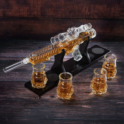 Blaster Gun Whiskey Wine Decanter Set Glasses Elegant Blaster Whiskey Decanter 24 With 4 Whiskey Gla