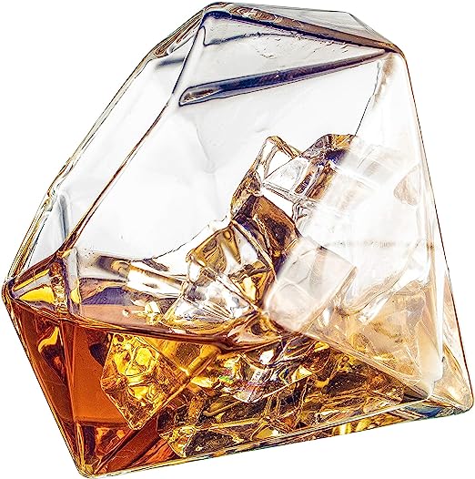 Set Of 4 Diamond Whiskey Wine Glasses 10OZ Wine Whiskey Water Diamond Shaped Diamonds Collection Spa-4