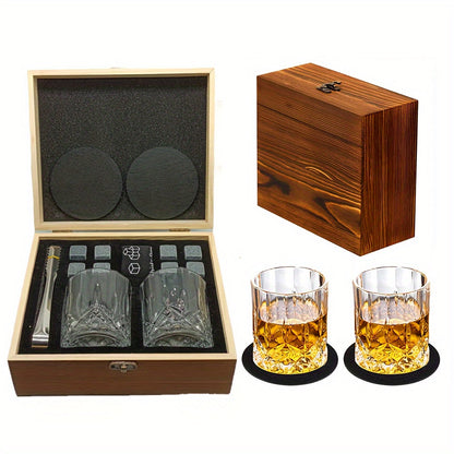 Whiskey Glasses Gift Set with Stones &amp; Tongs-0