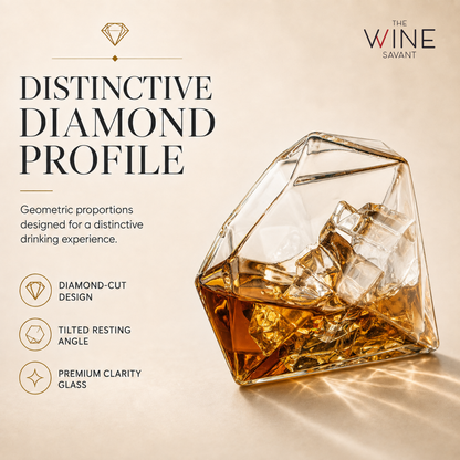 Set Of 4 Diamond Whiskey Wine Glasses 10OZ Wine Whiskey Water Diamond Shaped Diamonds Collection Spa-4