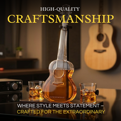 Guitar Whiskey Decanter Mahogany Base 1000 Ml Glass Decanter 14 H For Whiskey Scotch