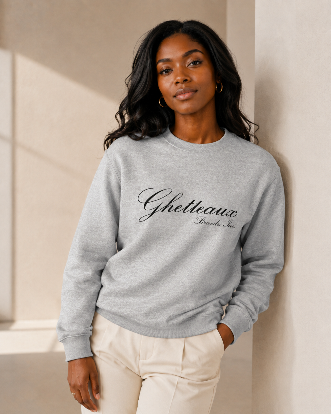 Classic Ghetteaux in Black on Gray Unisex Sweatshirt