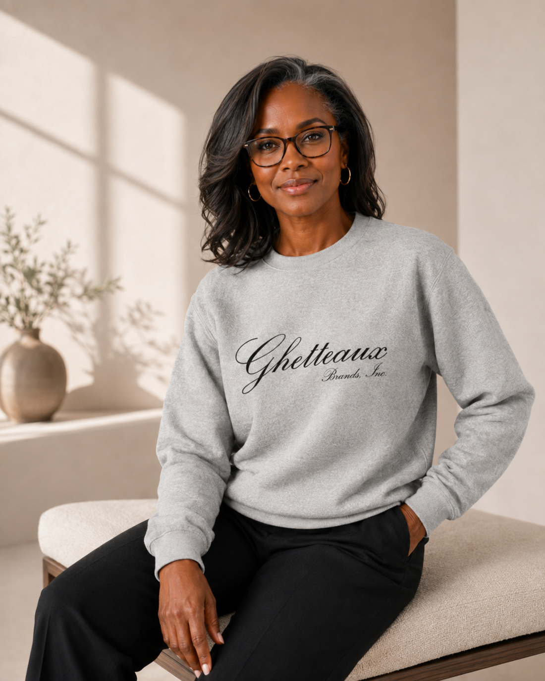 Classic Ghetteaux in Black on Gray Unisex Sweatshirt
