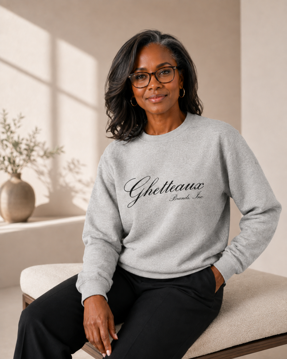 Classic Ghetteaux in Black on Gray Unisex Sweatshirt