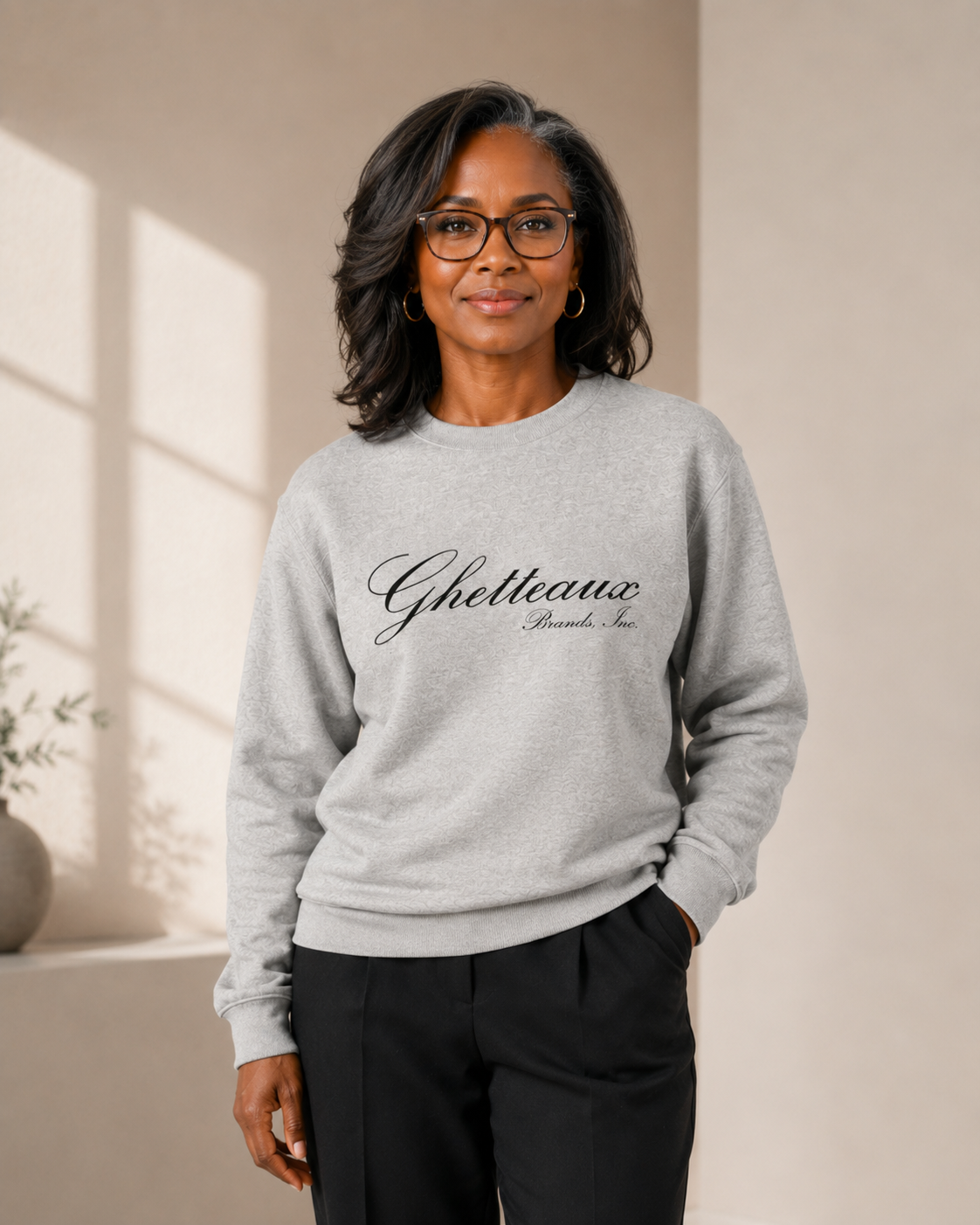 Classic Ghetteaux in Black on Gray Unisex Sweatshirt