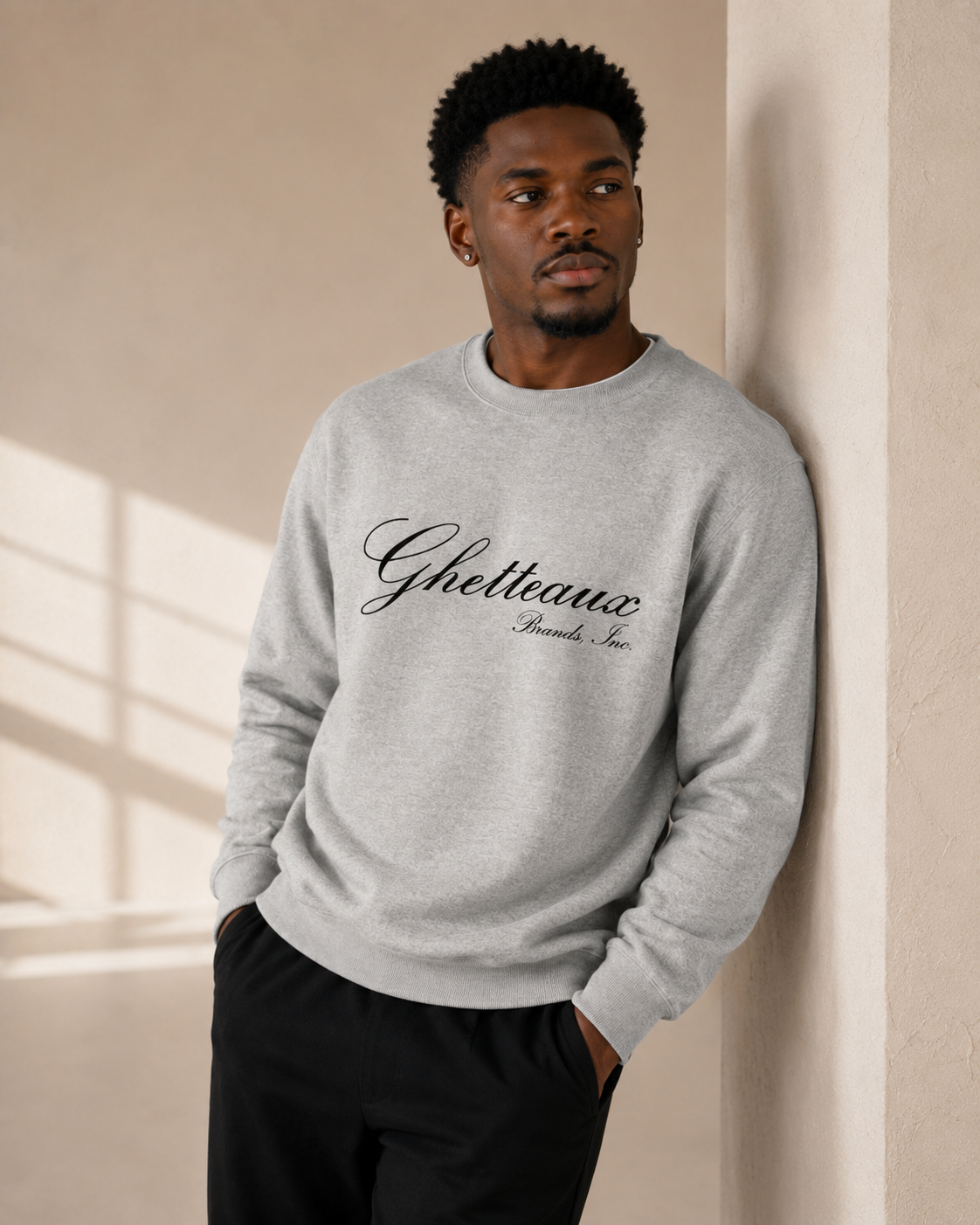 Classic Ghetteaux in Black on Gray Unisex Sweatshirt