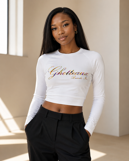 NEW! Classic Ghetteaux in GeoMulti on White Long Sleeve Women&