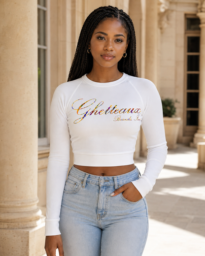 NEW! Classic Ghetteaux in GeoMulti on White Long Sleeve Women&