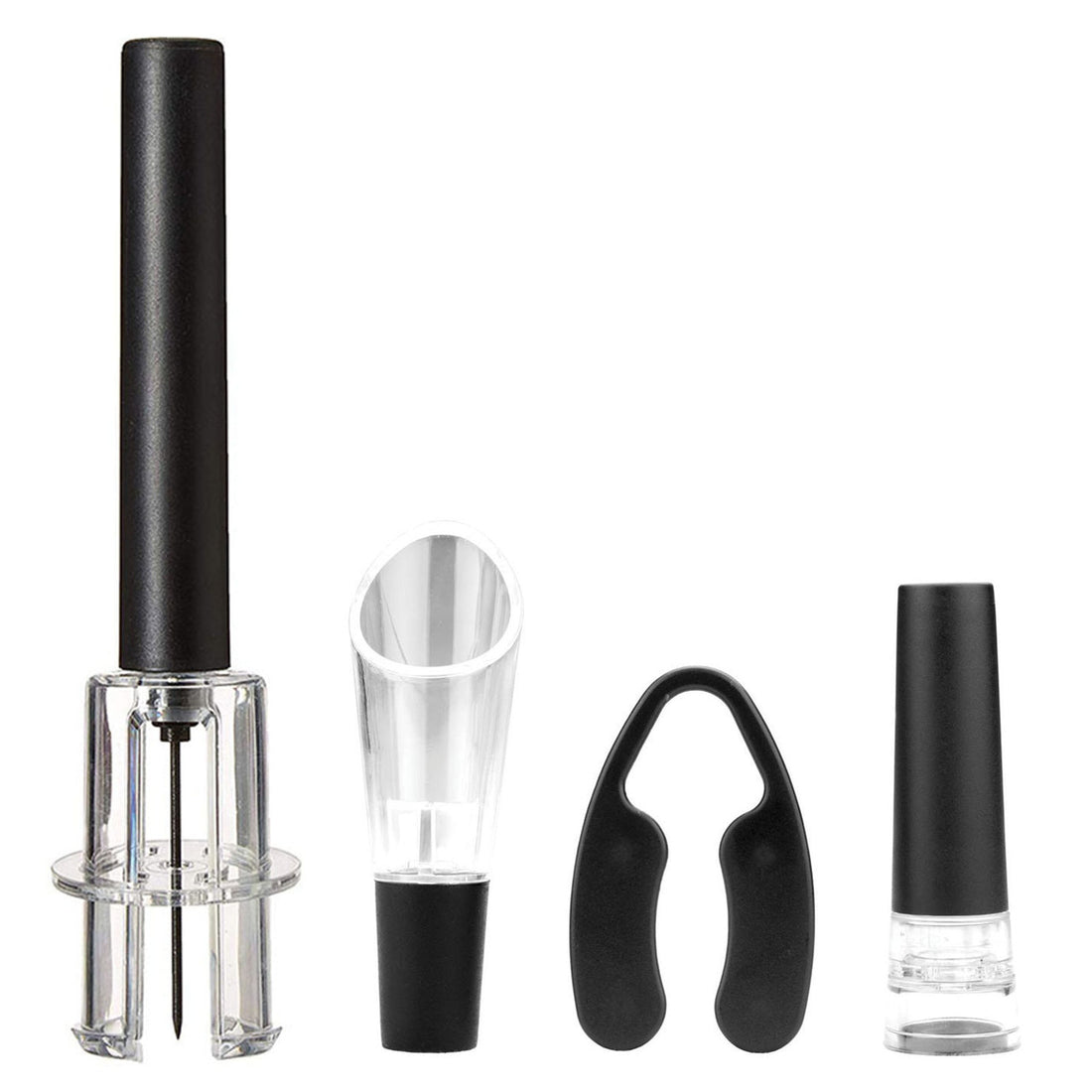 Brentwood Air Pump Wine Bottle Opener with Foil Cutter, Vacuum Stopper, Aerator Pourer-0