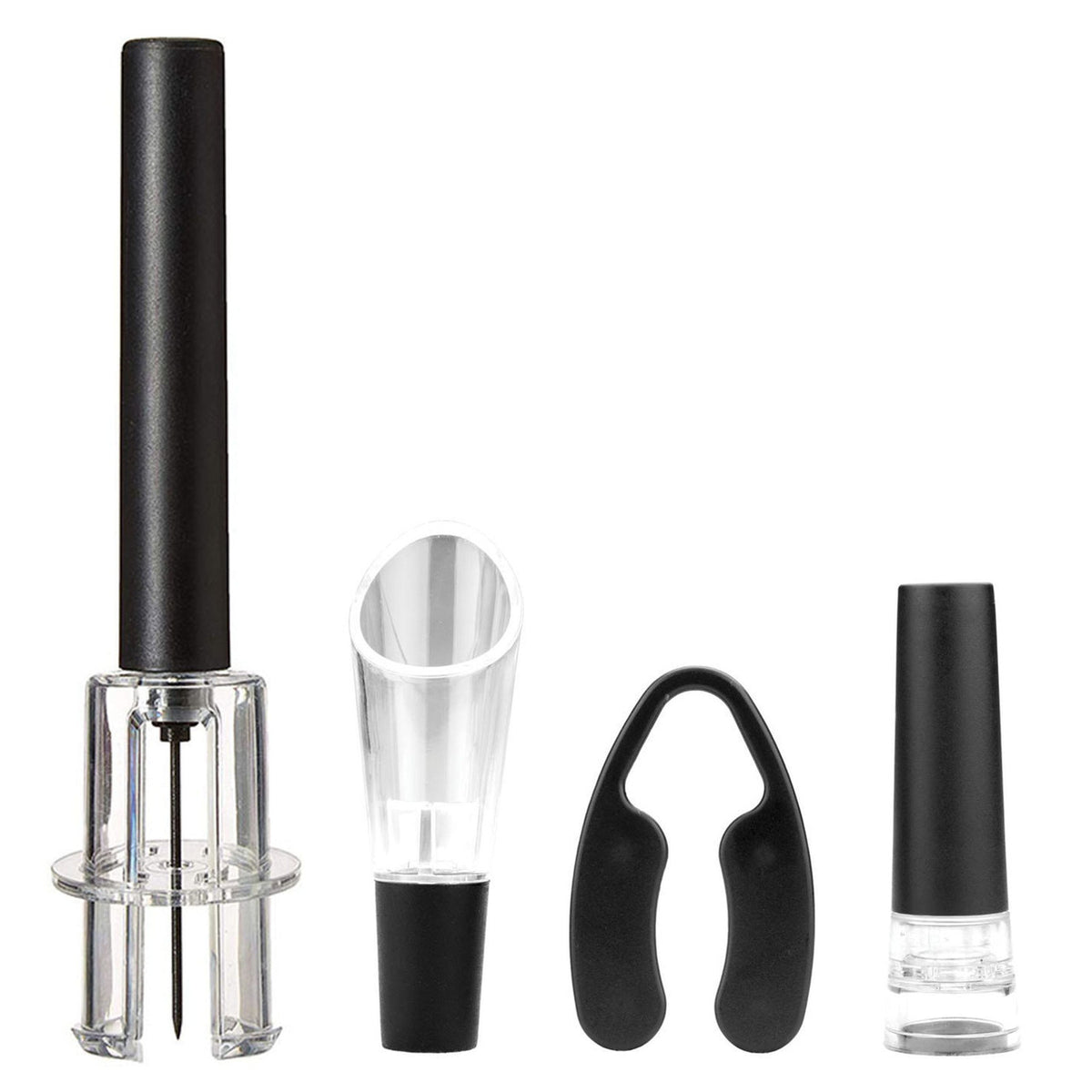 Brentwood Air Pump Wine Bottle Opener with Foil Cutter, Vacuum Stopper, Aerator Pourer-0