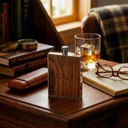 Wood Grain Flask - 3 Oz