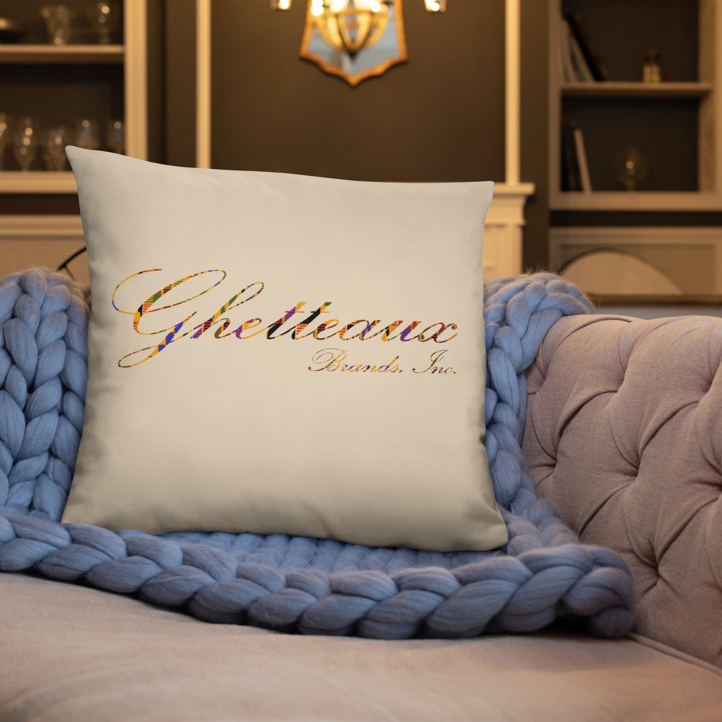 Classic Ghetteaux in Kente on Sand - Pillow
