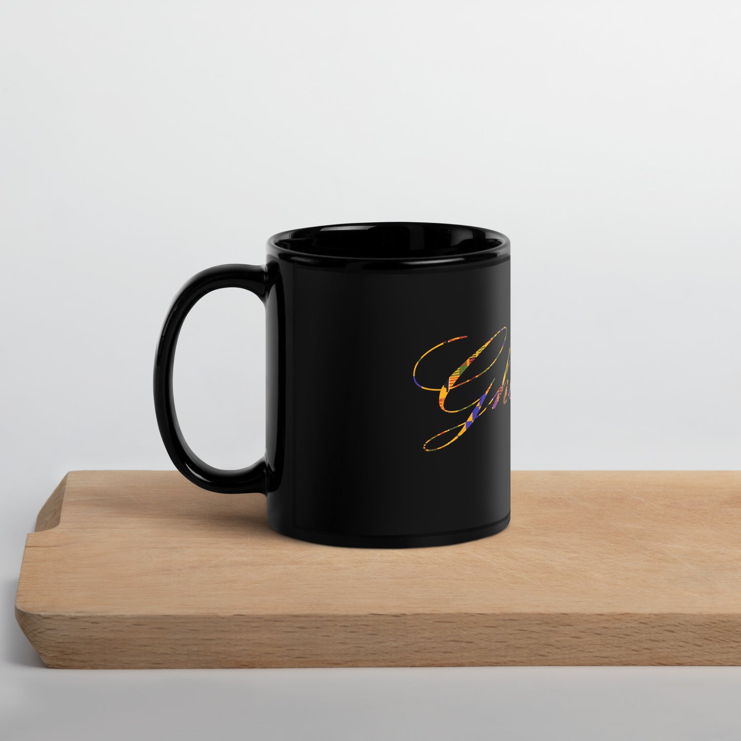 Classic Ghetteaux in Kente on Black Glossy Mug