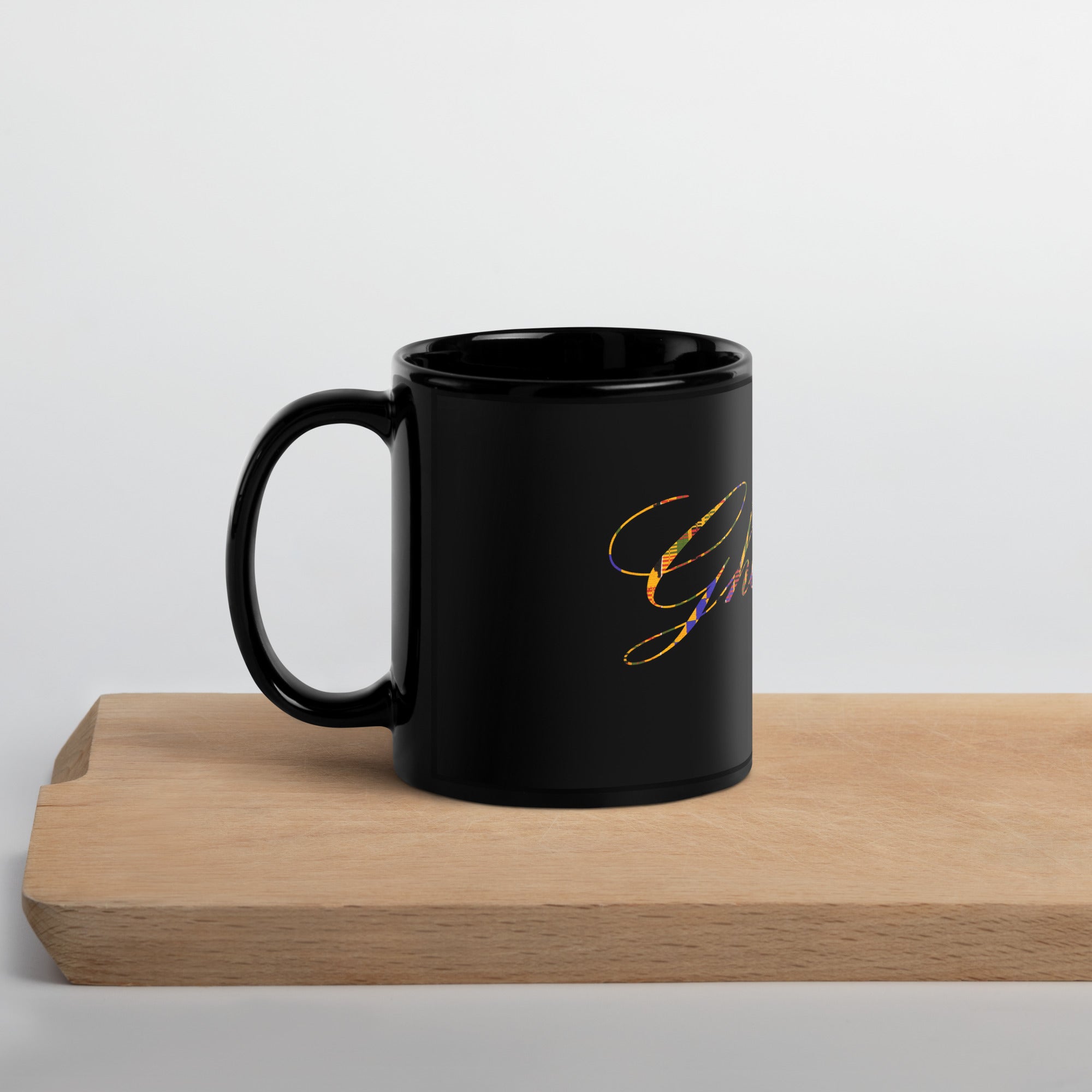 Classic Ghetteaux in Kente on Black Glossy Mug