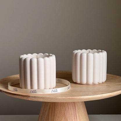 Ribbed Jesmonite Jar Soy Candle: Handmade Scented Container Candle-1