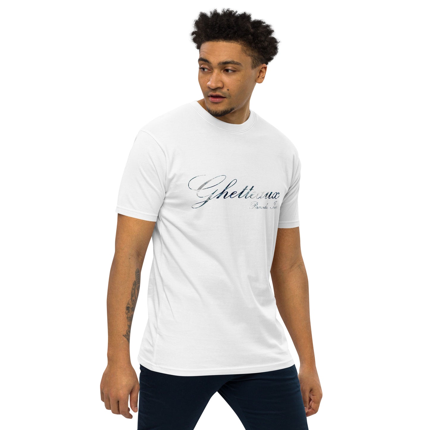 Classic Ghetteaux in Steel (NEW) on White Men's T