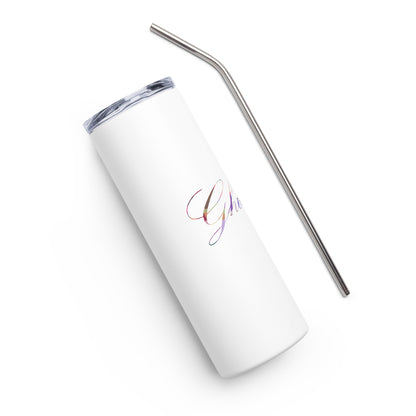 Classic Ghetteaux in GeoMulti on White Stainless steel tumbler