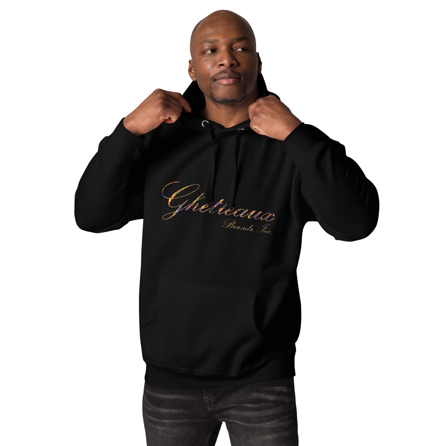 Classic Ghetteaux in Kente on White and Black Hoodie
